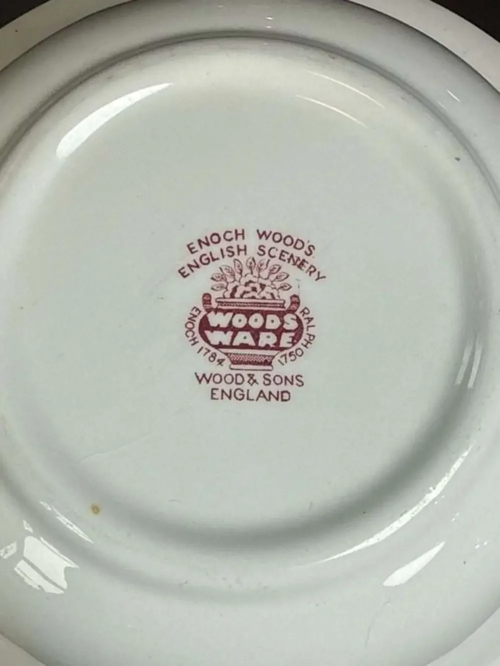 Wood & Sons Enoch Wood's English Scenery Pink Red Transferware Cereal/Soup Bowl